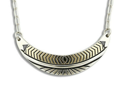 Women's Navajo Necklace .925 Silver & 14k Solid Gold Signed MM Rogers HMY