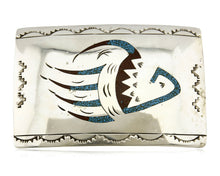 Navajo Belt Buckle .925 Silver Signed Artist HB Chip Inlay C.80's