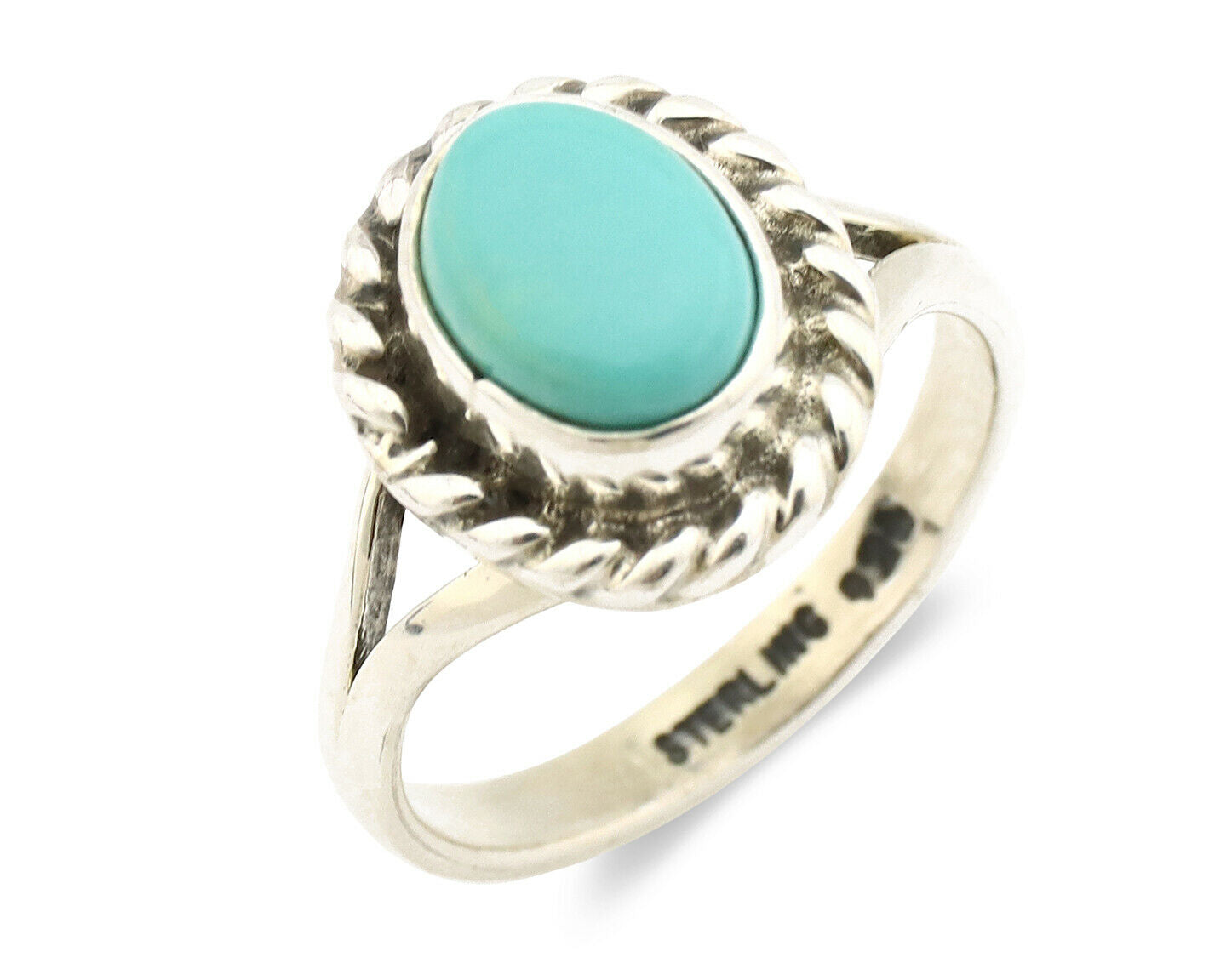 Navajo Ring .925 Silver Kingman Turquoise Artist Signed Gecko C.90's