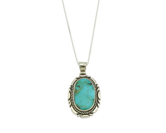 Navajo Necklace .925 Silver Kingman Turquoise Signed Sun C.1980's