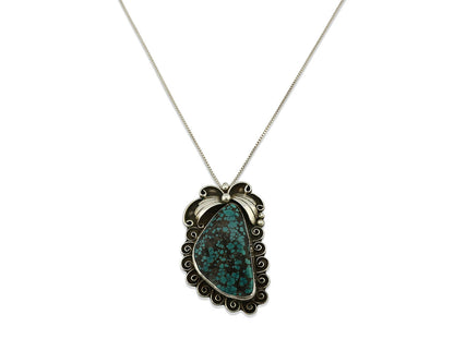 Navajo Necklace .925 Silver Blue Spiderweb Turquoise Native American C.80's