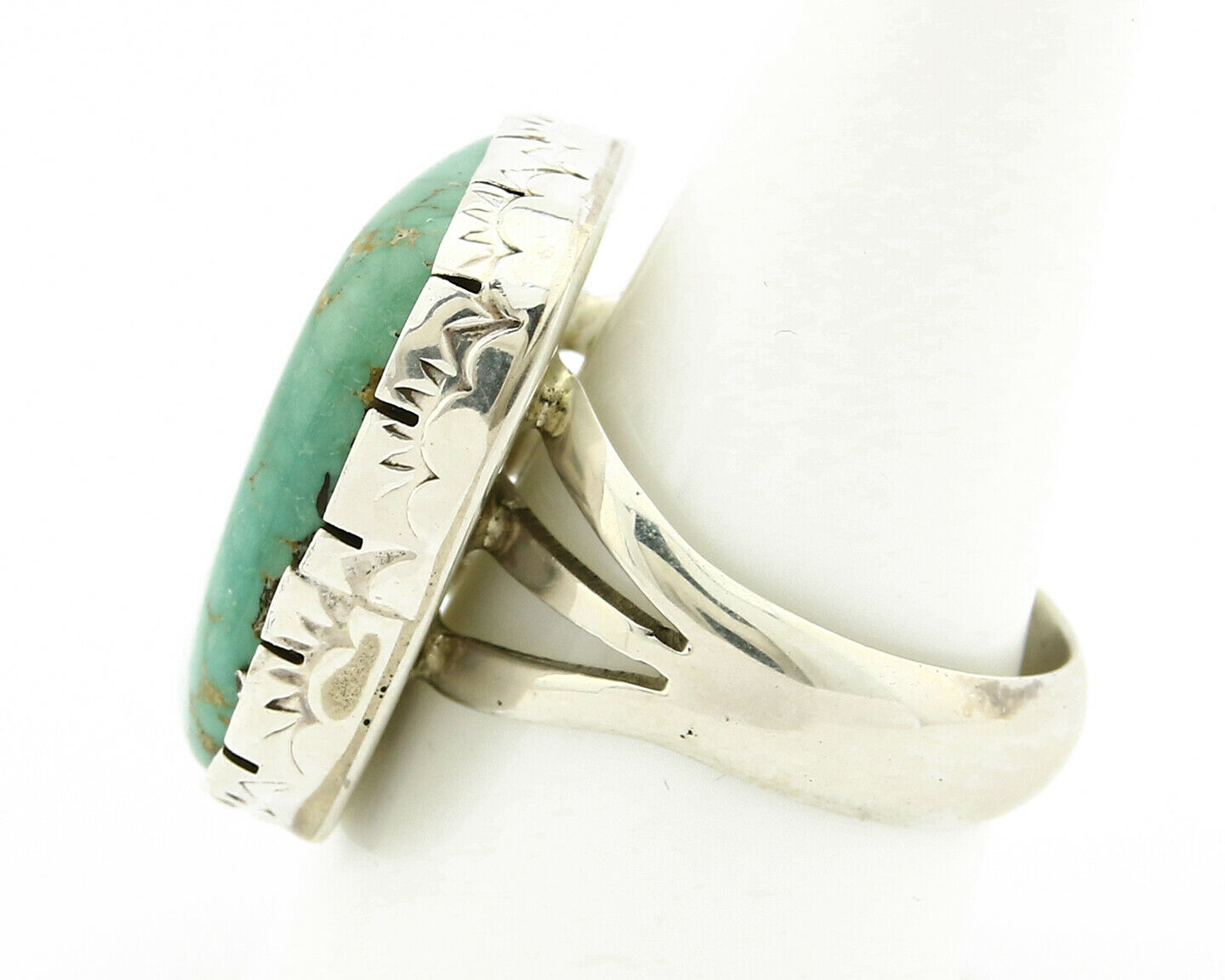 Navajo Turquoise Ring .925 Silver Handmade Signed Wayne Etsitty C.80's