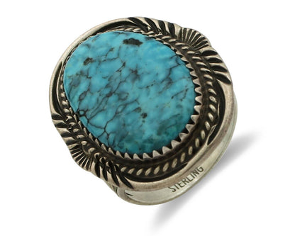 Navajo Ring .925 Silver Turquoise Artist Signed TALHAT C.80's