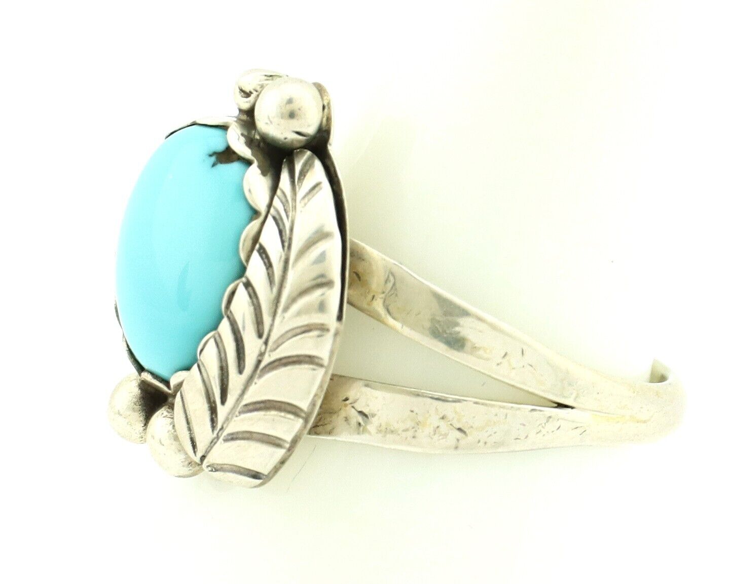 Navajo Ring .925 Silver Sleeping Beauty Turquoise Native Artist C.80's