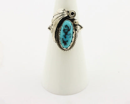 Navajo Inlaid Ring 925 Silver Blue Turquoise Artist Signed Justin Morris C.80s