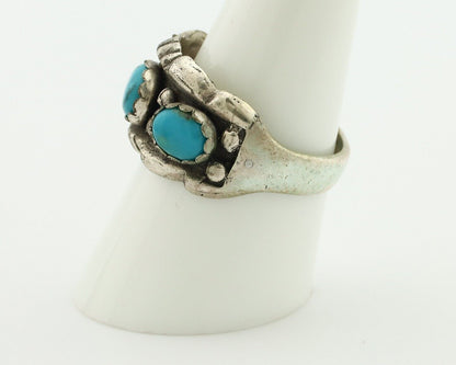 Navajo Ring .925 Silver Natural Blue Turquoise Native American Artist C.80's