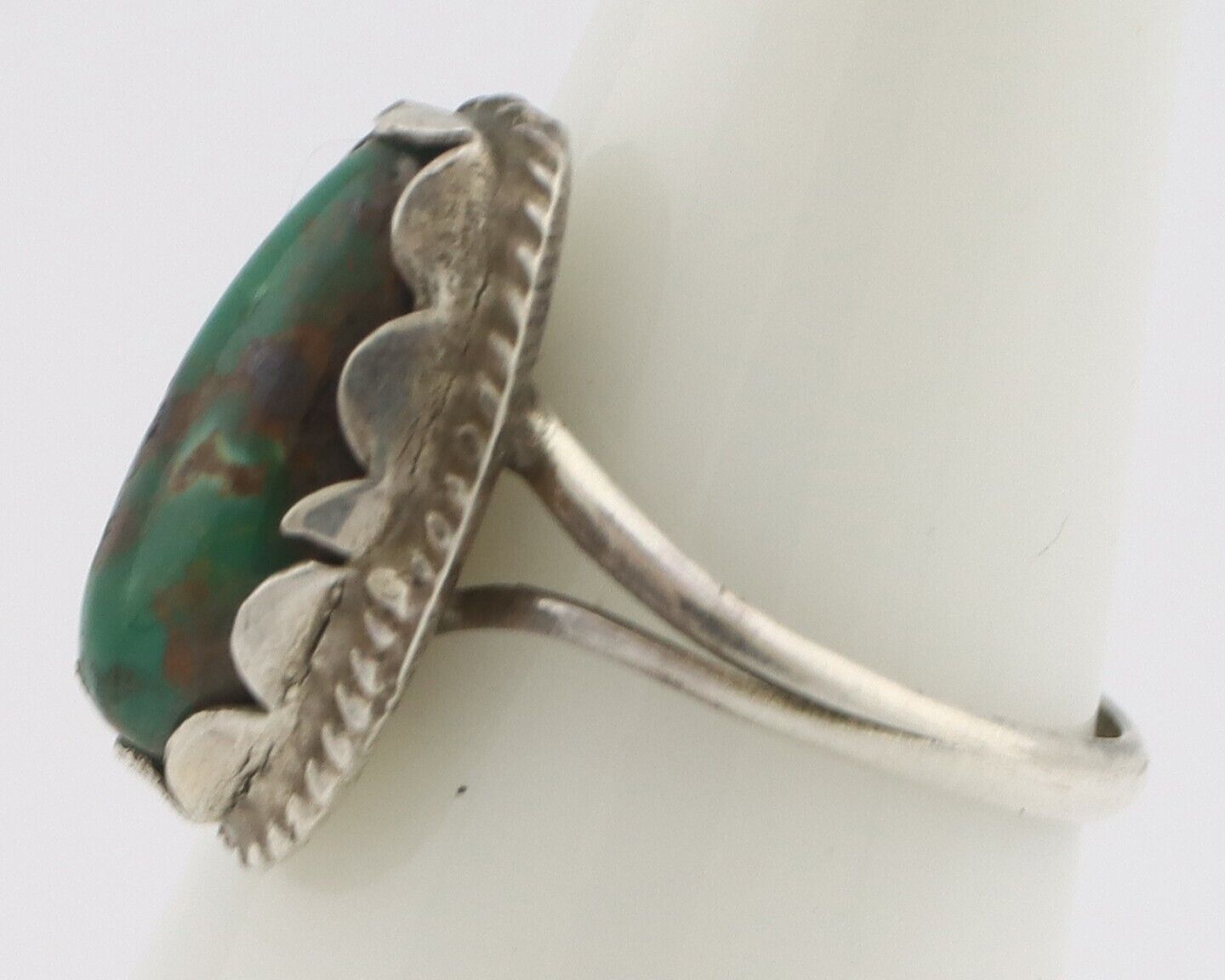 Navajo Handmade Ring 925 Silver Green Turquoise Native Artist C.80's