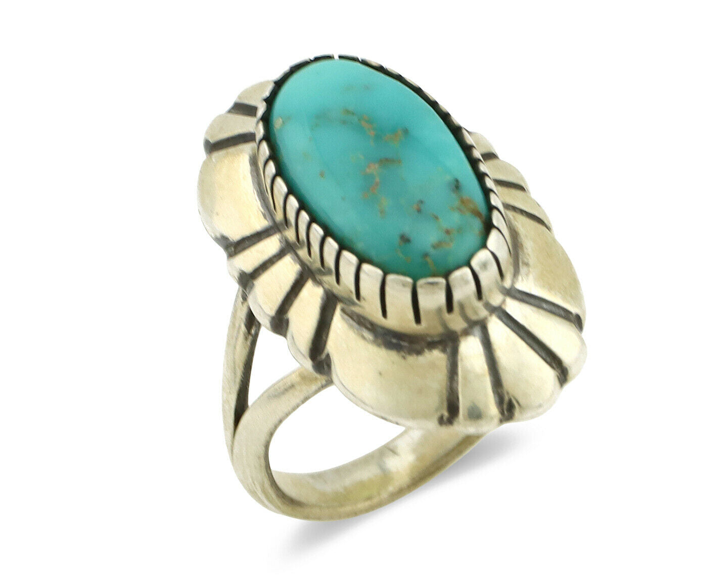 Navajo Ring .925 Silver Arizona Turquoise Signed M Montoya C.80's