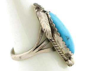 Navajo Ring 925 Silver Natural Morenci Turquoise Artist Signed Justin Morris C80