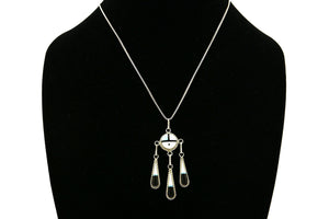 Women's Zuni Necklace .925 Silver Tiwa Sun C.1980's Gemstones