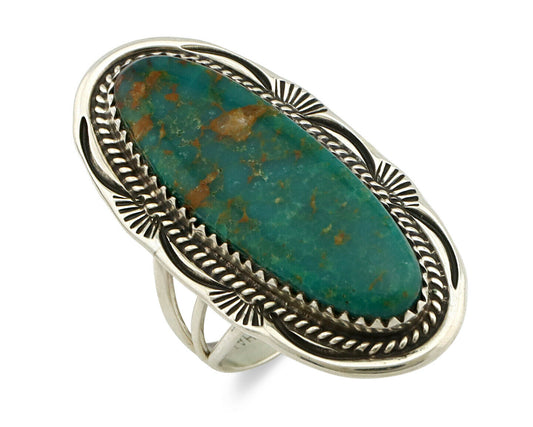 Navajo Ring .925 Silver Blue Southwest Turquoise Artist Talhat C.80's