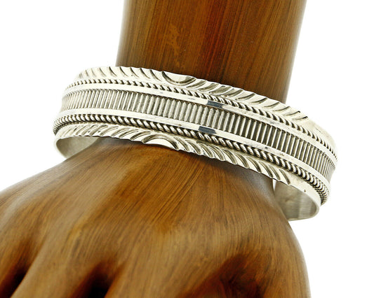 Women's Navajo Bracelet .925 Silver Handmade Cuff Signed L. James C.1980's