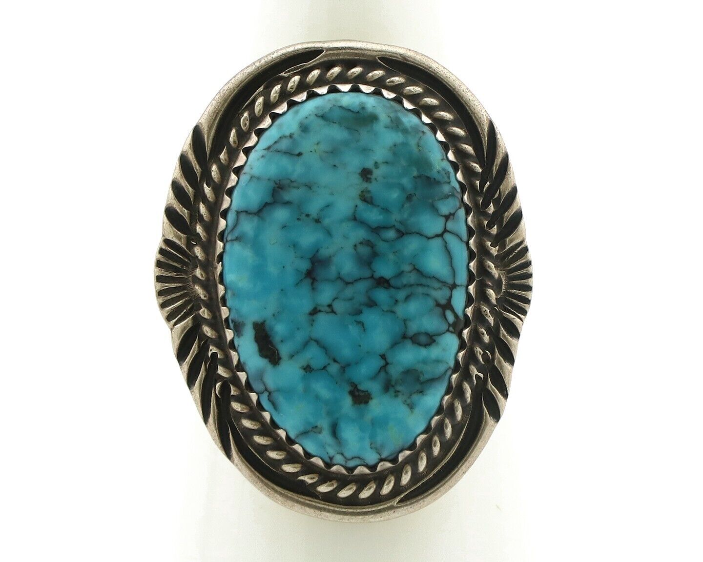 Navajo Ring .925 Silver Turquoise Artist Signed TALHAT C.80's