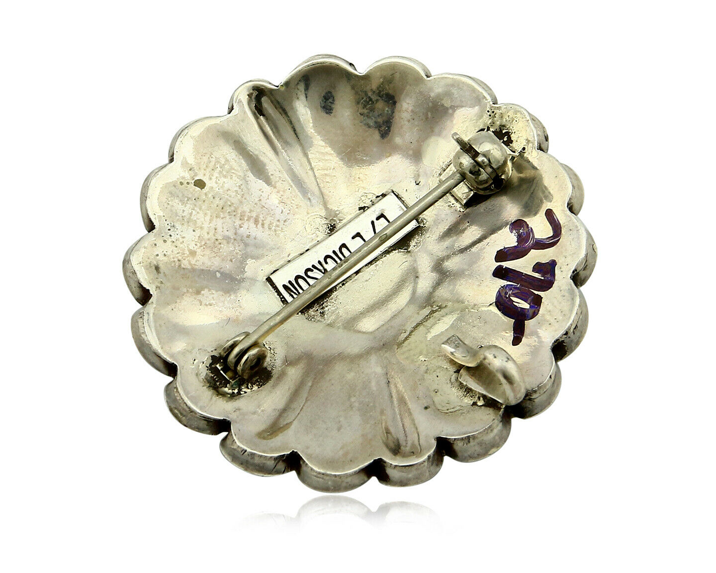 Zuni Handmade Inlaid Tiwa Pendant Brooch Pin 925 Sterling Silver LL Dickson 1998