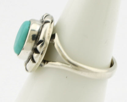 Navajo Ring .925 Silver Kingman Turquoise Artist Signed Gecko C.90's