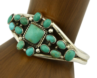 Navajo Turquoise Bracelet SOLID .925 Silver Signed Artist SY C.80's