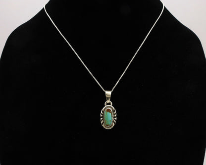 Navajo Necklace .925 Silver Kingman Turquoise Signed Gecko C.1980's