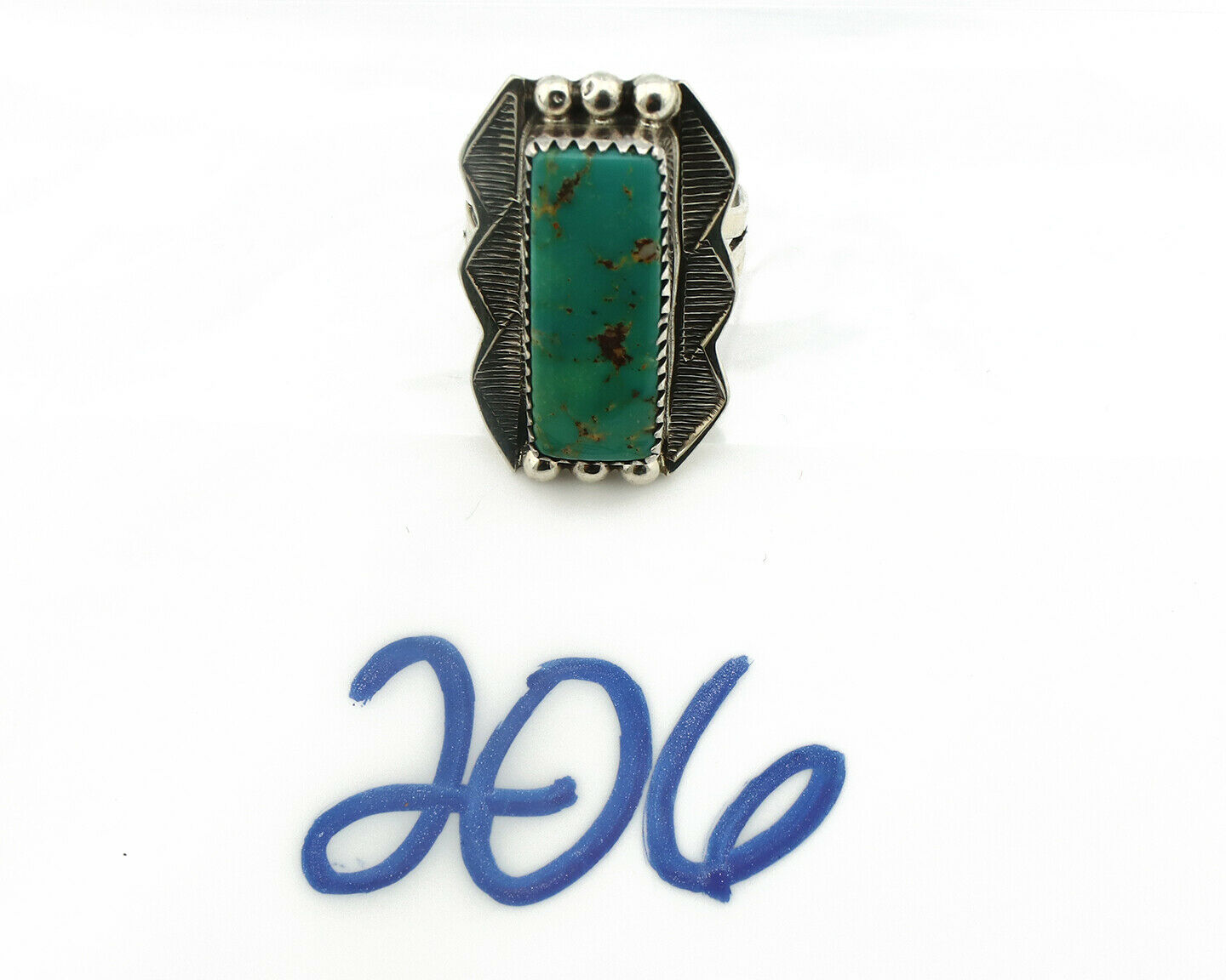 Navajo Ring .925 Silver Natural Aqua Turquoise Artist Signed S C.80's