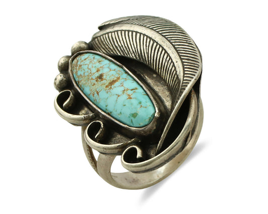 Navajo Ring .925 Silver Blue Turquoise Native American Artist C.80's