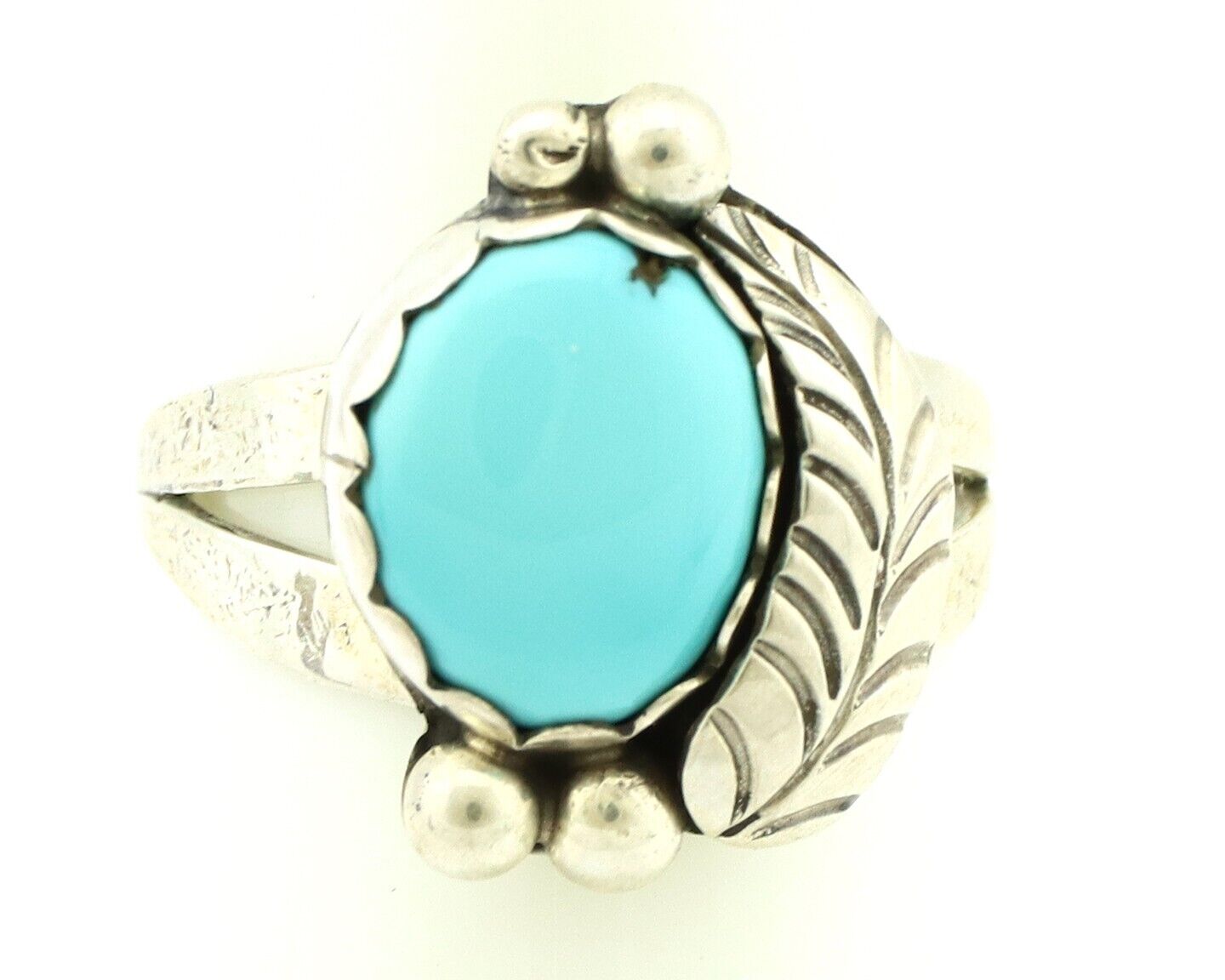 Navajo Ring .925 Silver Sleeping Beauty Turquoise Native Artist C.80's