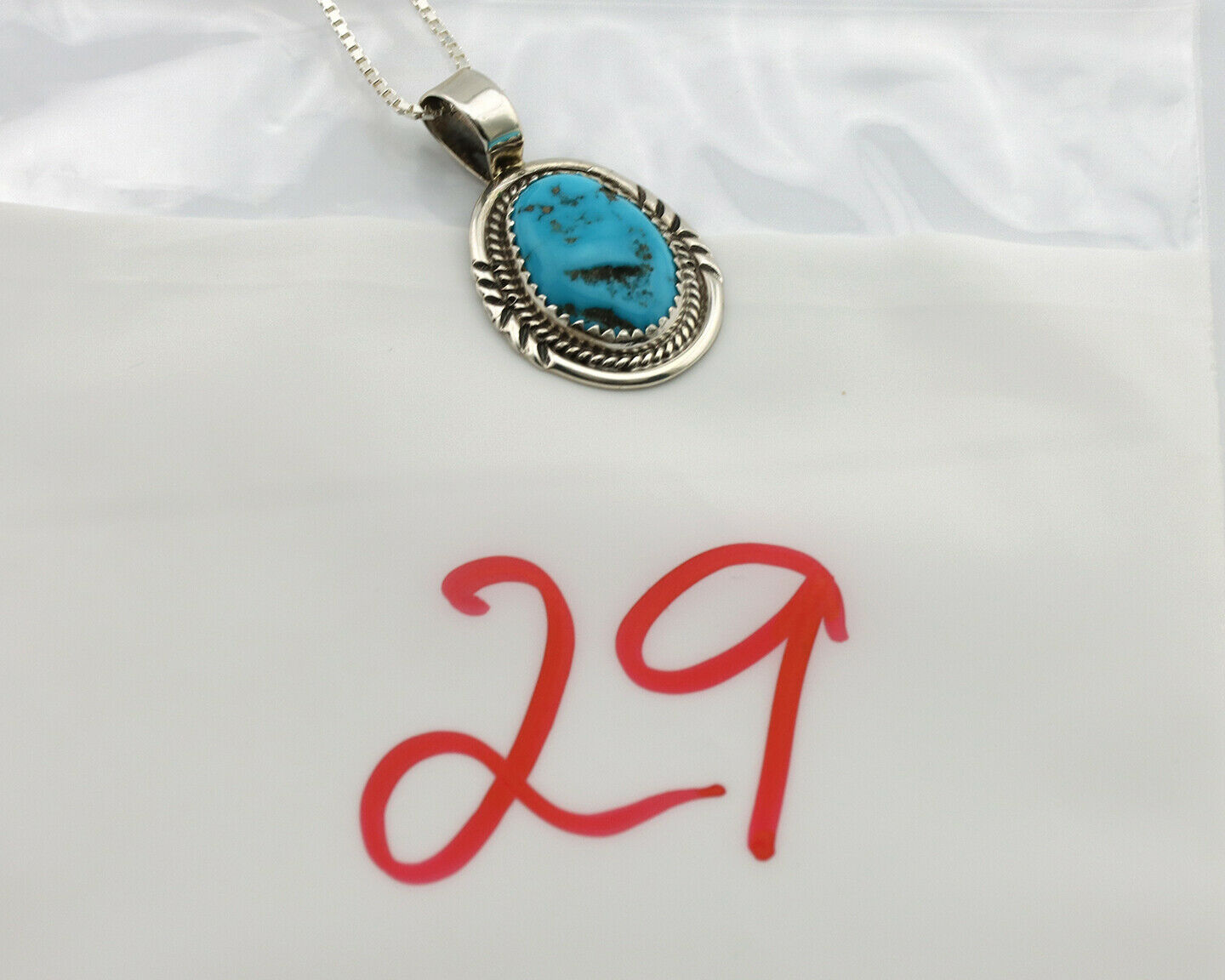 Navajo Necklace .925 Silver Morenci Turquoise Signed Anna Begay C.1980's