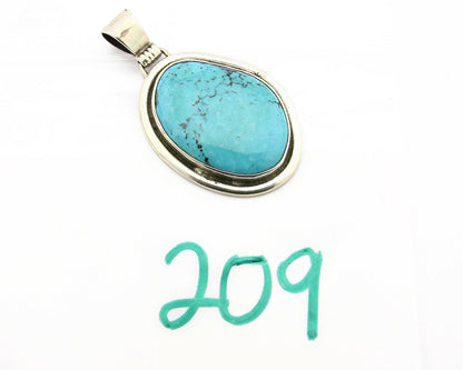 Navajo Pendant .925 Silver Turquoise Mountain Signed Native C.80's