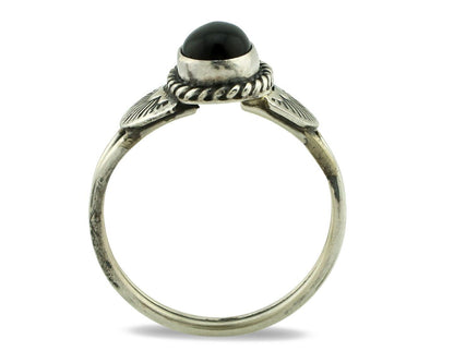 Navajo Ring 925 Silver Natural Mined Black Onyx Native American Artist C.80's