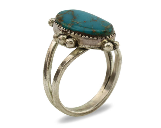 Navajo Ring .925 Silver Nevada Turquoise Artist Native American C.1980's
