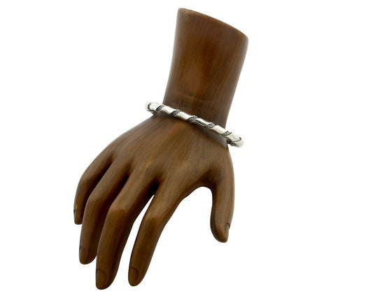Navajo Bracelet .925 SOLID Silver Handmade Artist Tahe Circa Late 1980's