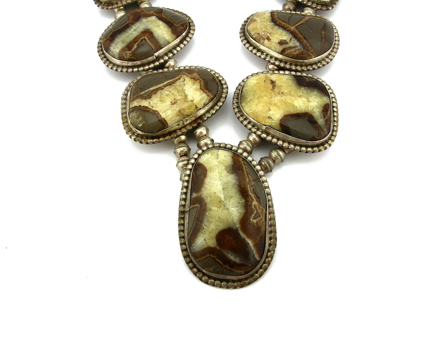 Women's Navajo Necklace .925 Silver Natural Agate Native American C.80's