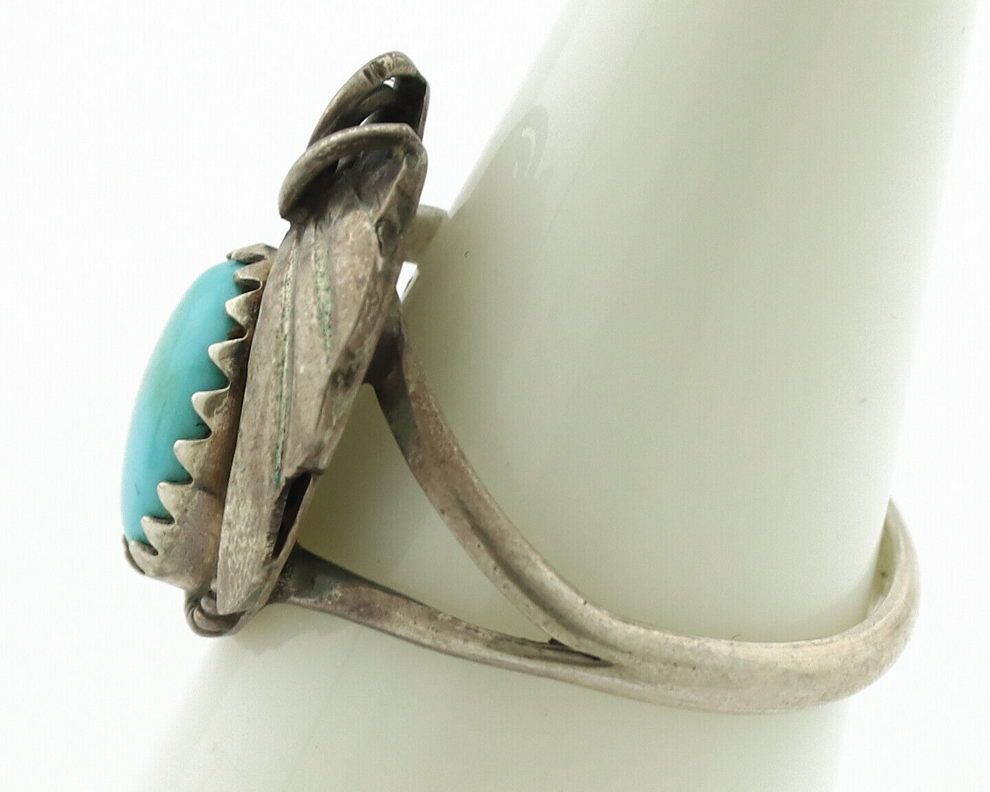 Navajo Ring .925 Silver Kingman Turquoise Native American Artist C.80's