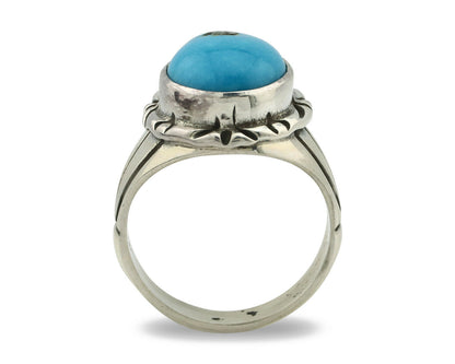 Navajo Ring .925 Silver Blue Southwest Turquoise Native Artist C.80's