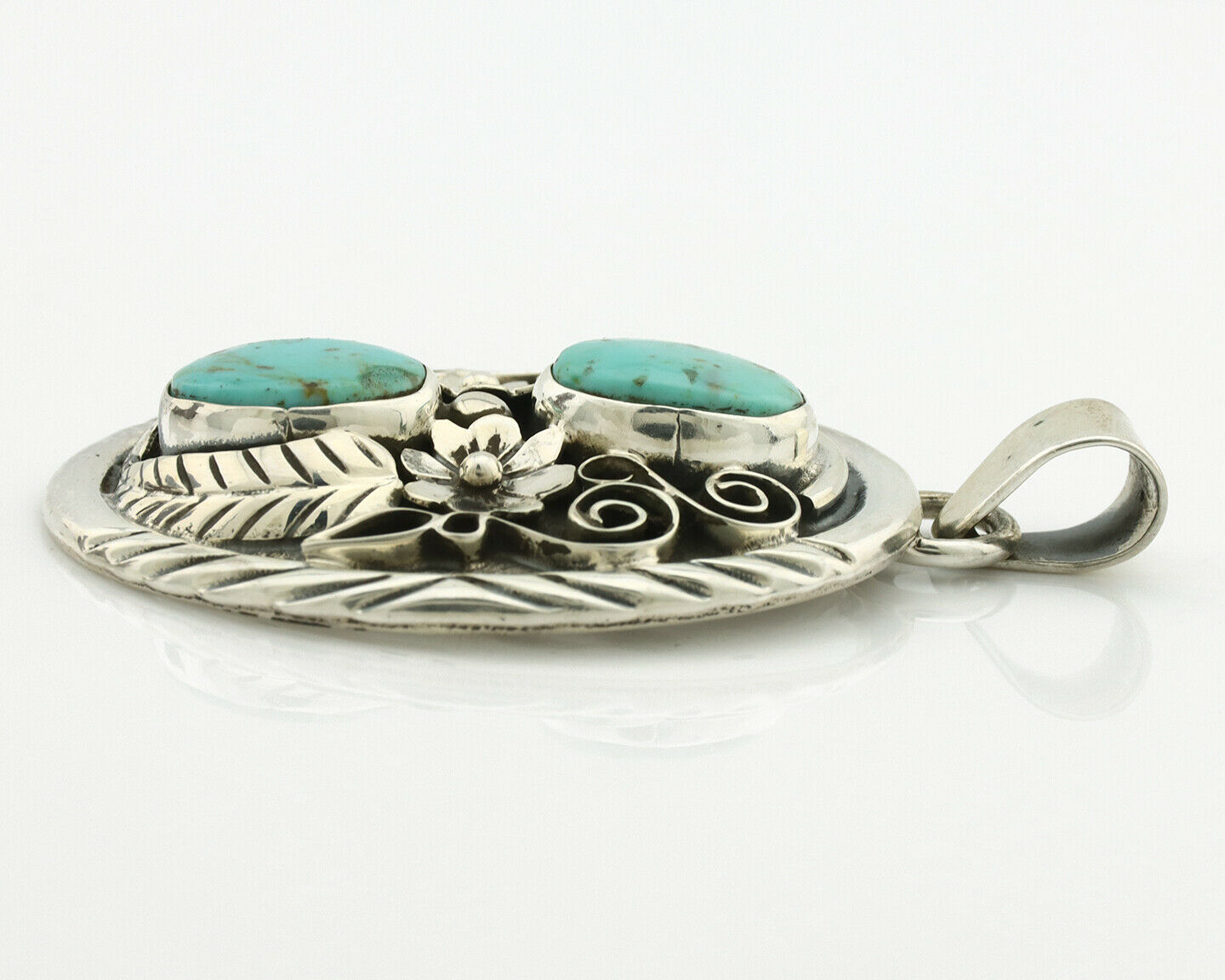 Navajo Necklace .925 Silver Kingman Turquoise Native American C.80's