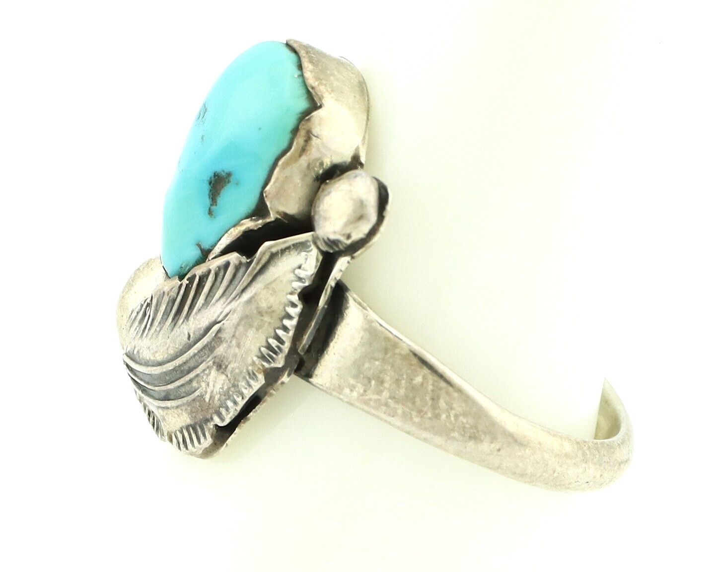 Zuni Ring 925 Silver Natural Blue Turquoise Artist Signed Simplicio C.80's