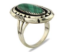 Navajo Ring 925 Silver Natural Malachite Artist Signed William Denetdale C.80's
