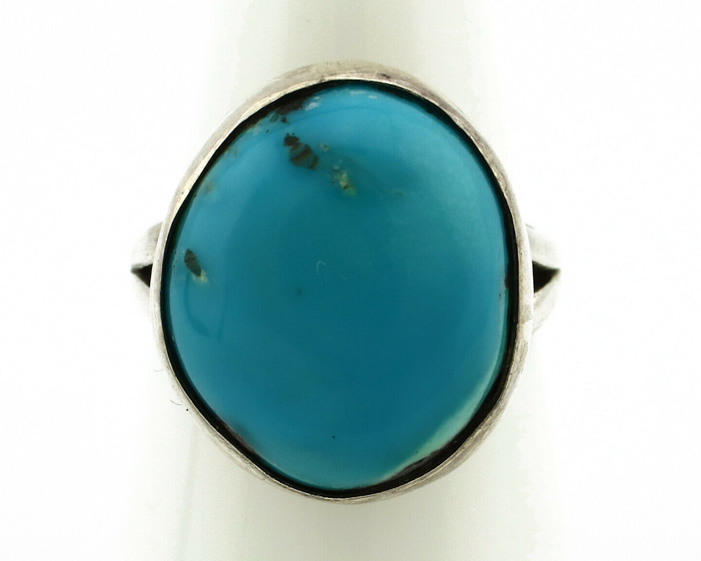 Navajo Ring .925 Silver Natural Blue Turquoise Signed Apache C.80's