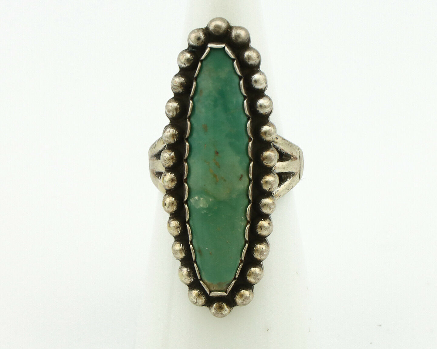 Navajo Ring .925 Silver Natural Aqua Turquoise Artist Signed C.80's