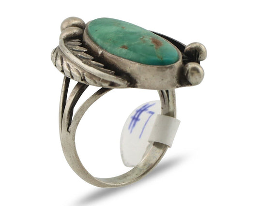 Navajo Ring .925 Silver Blue Gem Turquoise Artist Signed C.80's