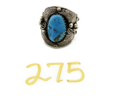 Navajo Turquoise Ring .925 Silver Handmade C.1980's Size 9.5