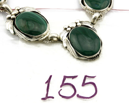 Navajo Malachite Necklace .925 Silver Artist Billie Eagle C.80's