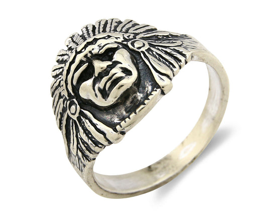 Navajo Warrior Chief Ring .925 Silver Artist Signed Wheeler C.80's Size 12