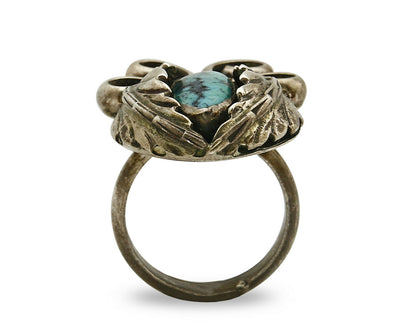 Navajo Turquoise Ring .925 Silver Turquoise Handmade Old Pawn C.65