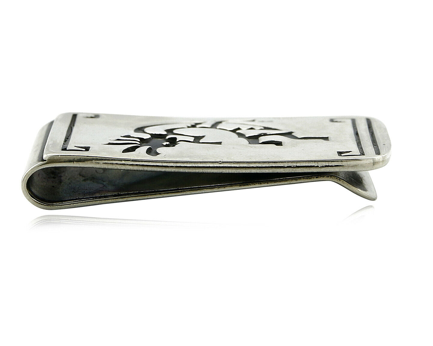 Navajo Money Clip .925 Silver & Nickle Hand Stamped Artist Native C.80's-90's