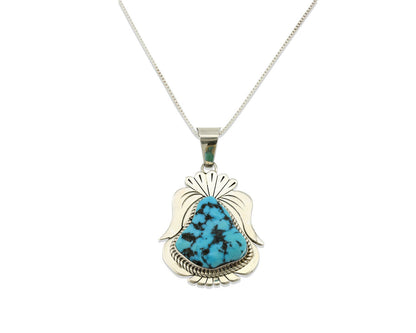 Navajo Necklace .925 Silver Blue Turquoise Signed Charles Johnson C.80's