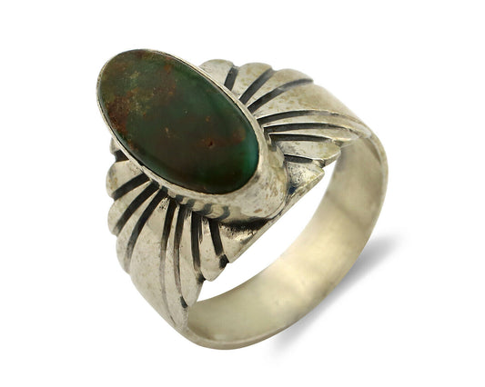 Navajo Ring .925 Silver Royston Turquoise Artist Signed Apache C.80's