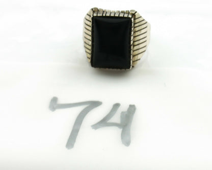 Navajo Ring .925 Silver Handmade Black Onyx Artist Signed Black C.80's