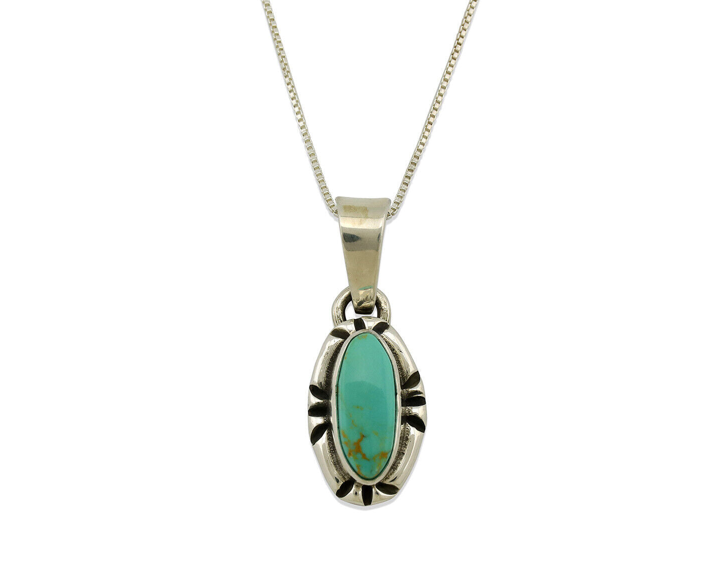 Navajo Necklace .925 Silver Arizona Turquoise Artist Gecko C.1980's