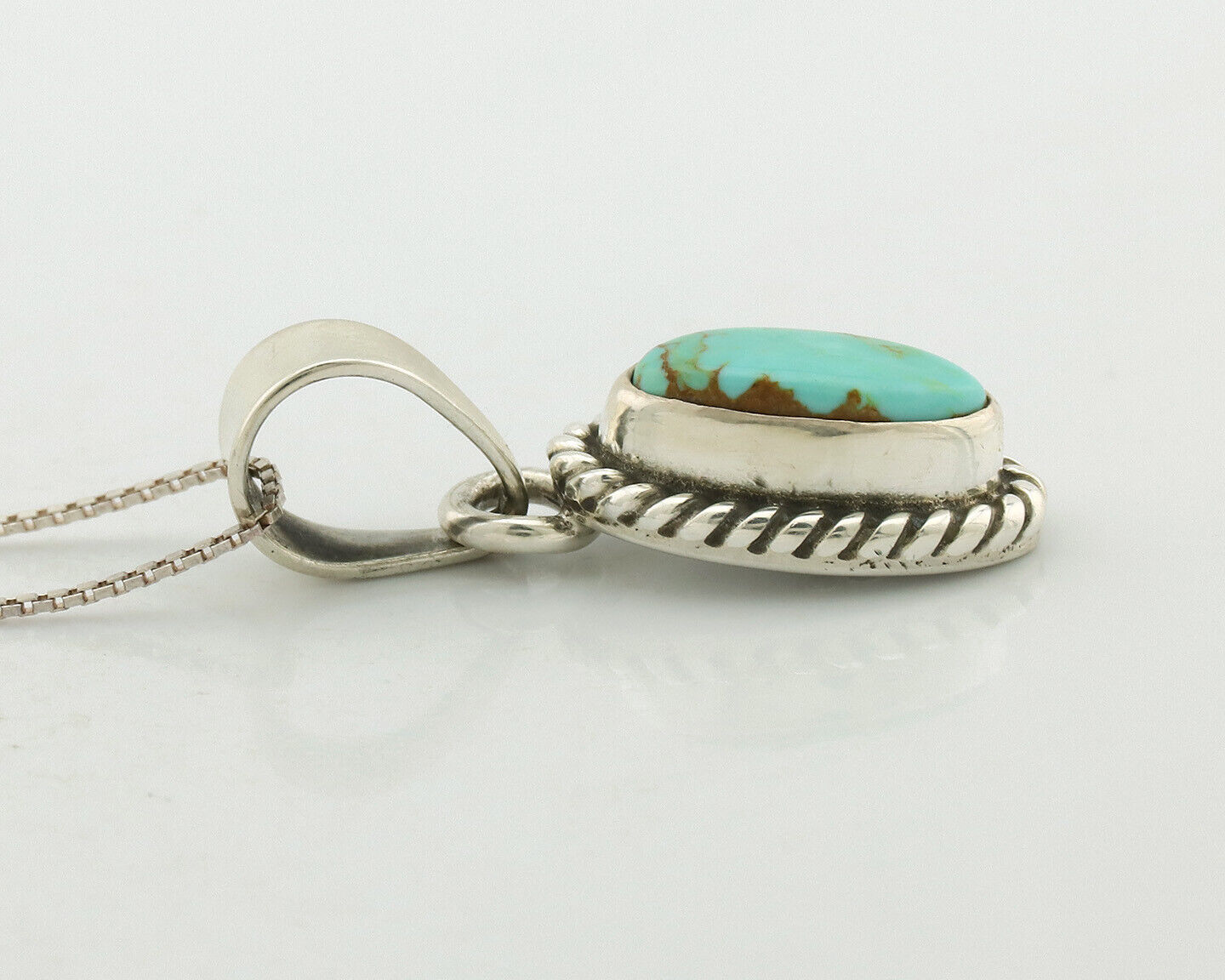 Navajo Necklace .925 Silver Arizona Turquoise Artist Gecko C.1980's