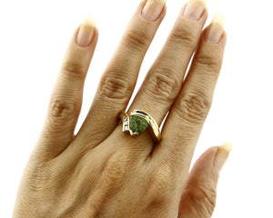 Women's Peridot Diamond Ring 18k SOLID Gold Engagement 2.6 tcw Size 5.5