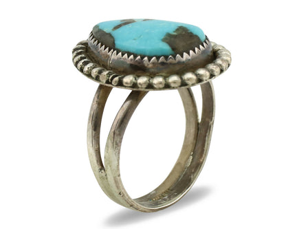 Navajo Ring .925 Silver Morenci Turquoise Native American Artist C.1980's